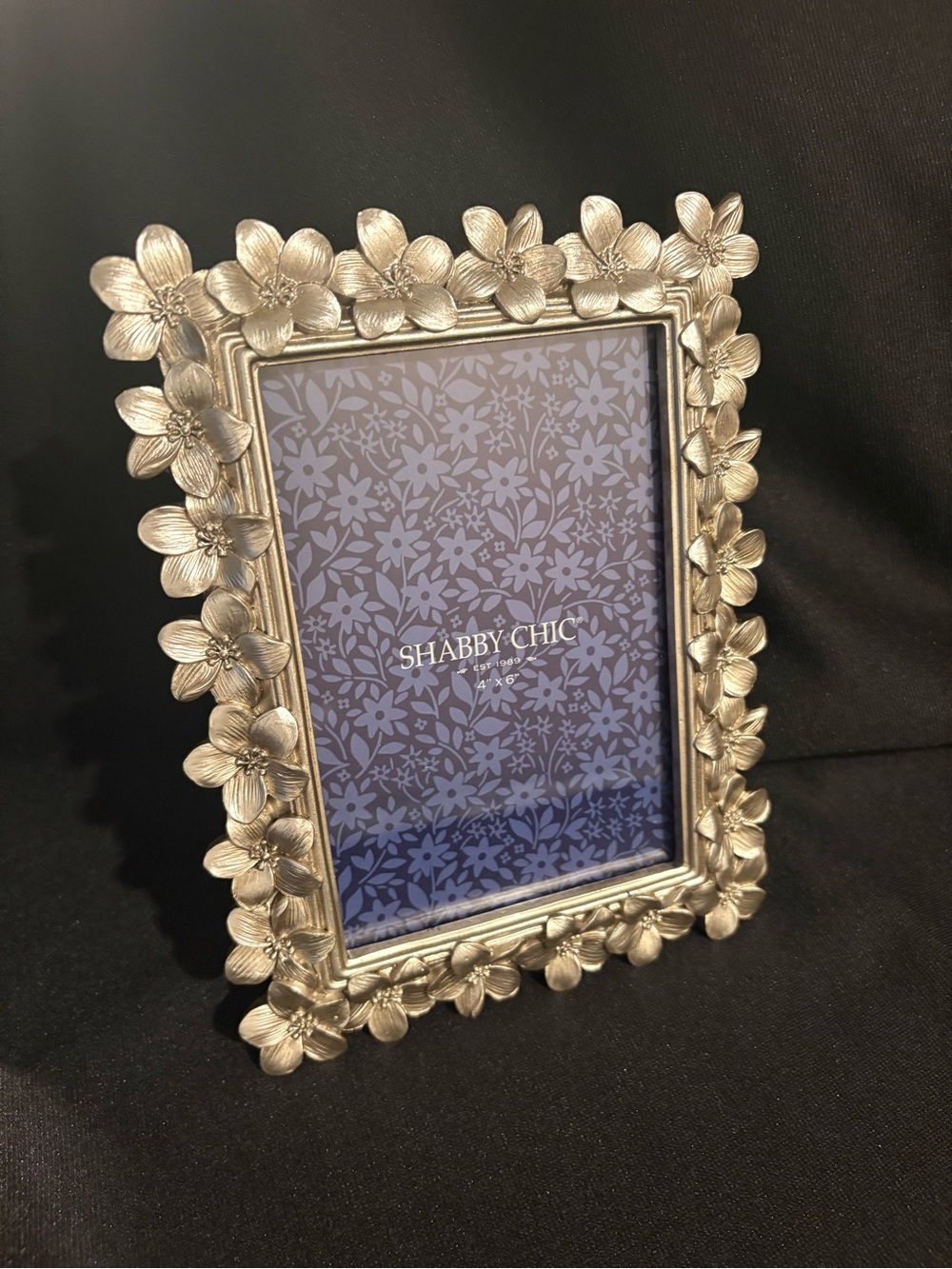 Shabby Chic Silver Floral Border Picture Frame 4x6 Vintage Cottage Decor